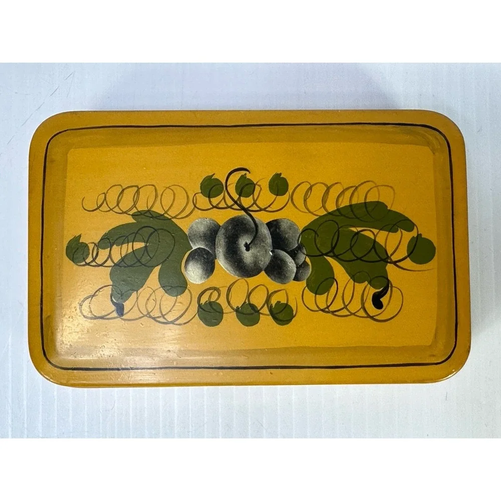 3 VINTAGE TOLE HAND PAINTED METAL TRINKET BOX ELIZABETH M CUMMINGS 1954
